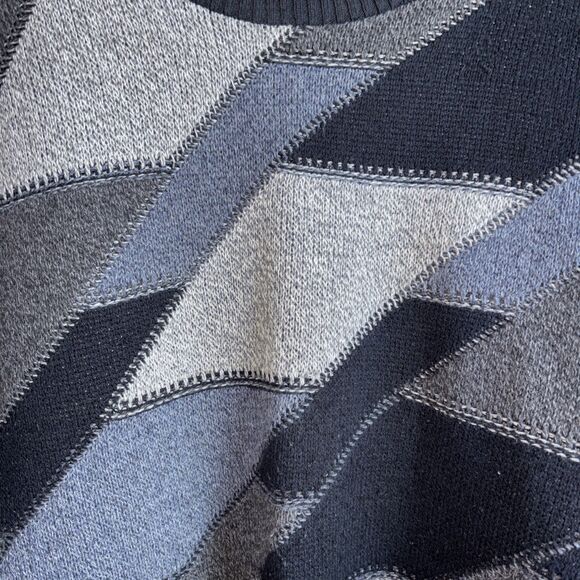 VINTAGE 90s Liberty Sweater Mens Large Geometric Grandpa Sweater Cottage USA - Picture 3 of 6